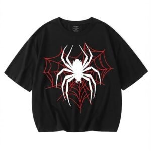Spider Web Graphic Black T-Shirt for Men and Women